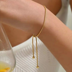 Gold Plated Adjustable Snake Chain Drawstring Bracelet