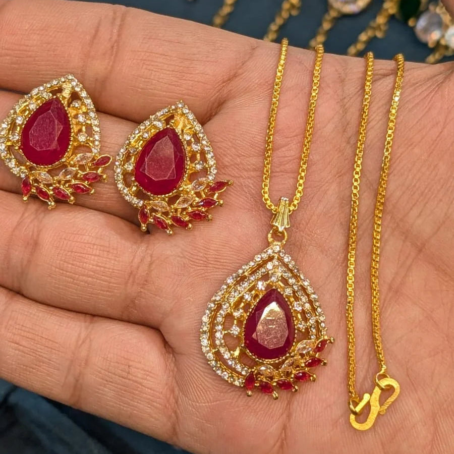 Zircon Locket Set – Locket & Earrings