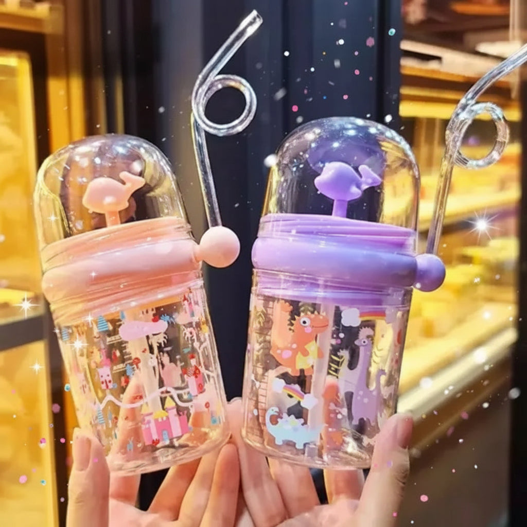 Fancy Kids Water Bottle with Straw - 260ml