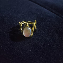 Stainless steel  Natural Stone Open Ring  - Each