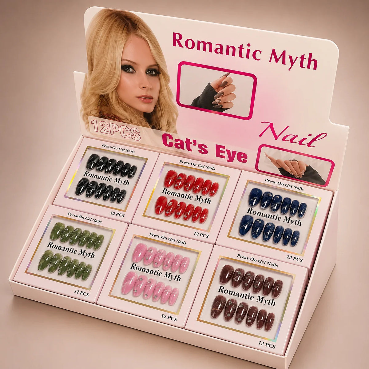 Romantic Myth Cat Eye Press-On Gel Nails