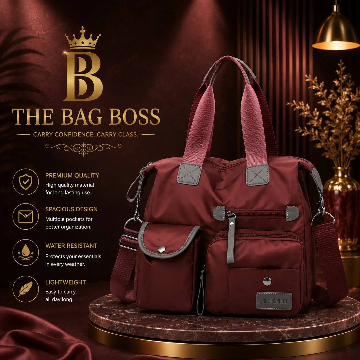 Bag Boss Water Resistant Shoulder Bag