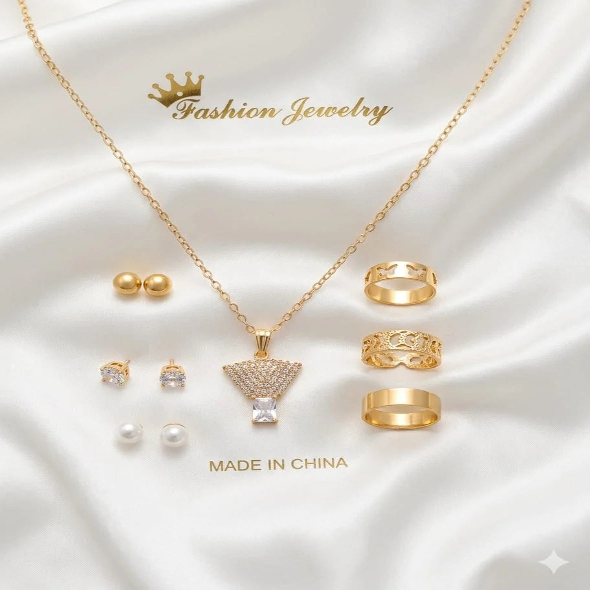 Seven Days of the Week jewelry gift set with necklace and matching stud earrings
