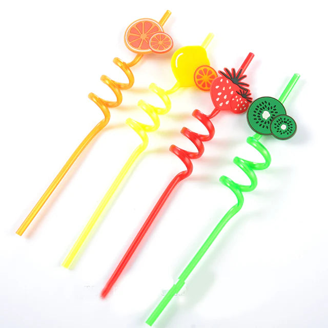 High Quality Spiral Fruit Shaped Plastic Drinking Straw