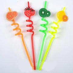 High Quality Spiral Fruit Shaped Plastic Drinking Straw