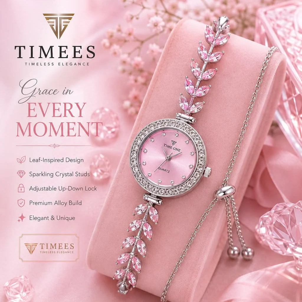 Timeless Elegance Leaf-Inspired Quartz Bracelet Watch