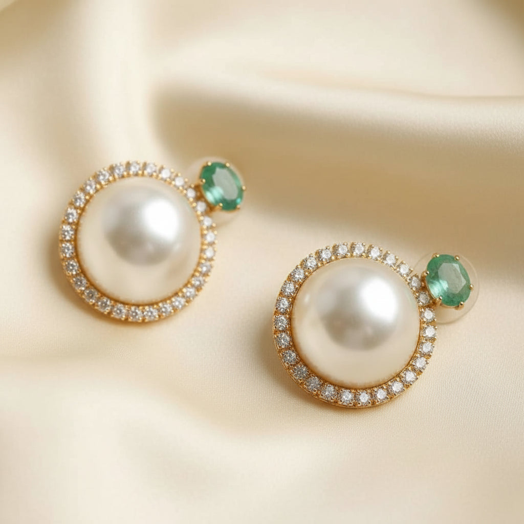 Elegant Pearl & Crystal Statement Earrings – Multiple Colors