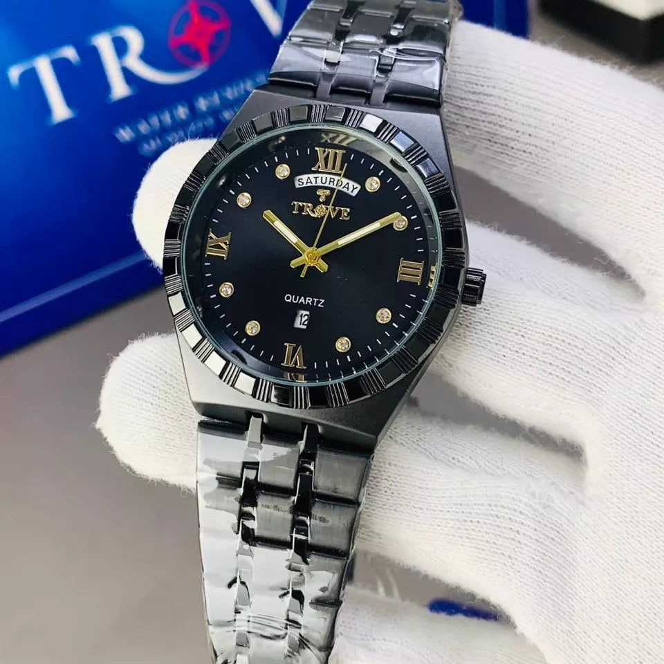 TROVE Men's Slim Watch – Water Resistant with Working Date