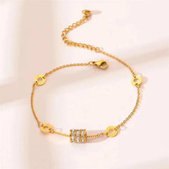 Gold Roman Numeral & Crystal Charm Bracelet