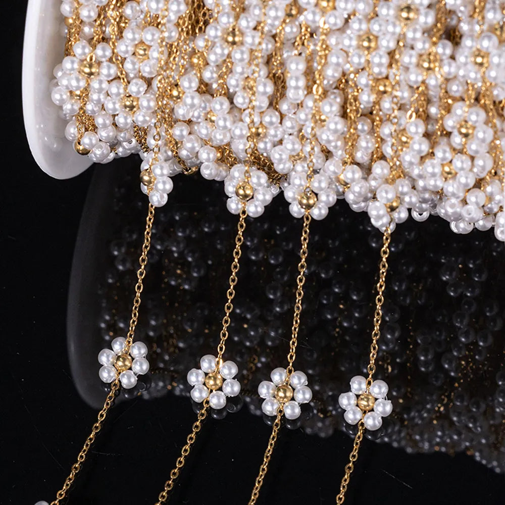 Daisy Flower Dainty Satellite Beaded Chain Permanent Bracelet