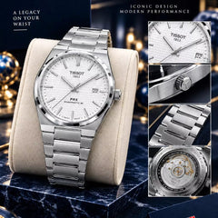 TISSOT PRX Semi-Automatic Luxury Watch for Men with Elegant Black Dial