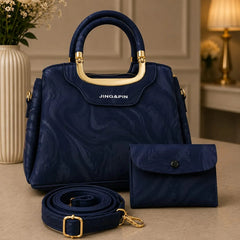 JING&PIN Women's Marble Pattern Handbag & Wallet Set