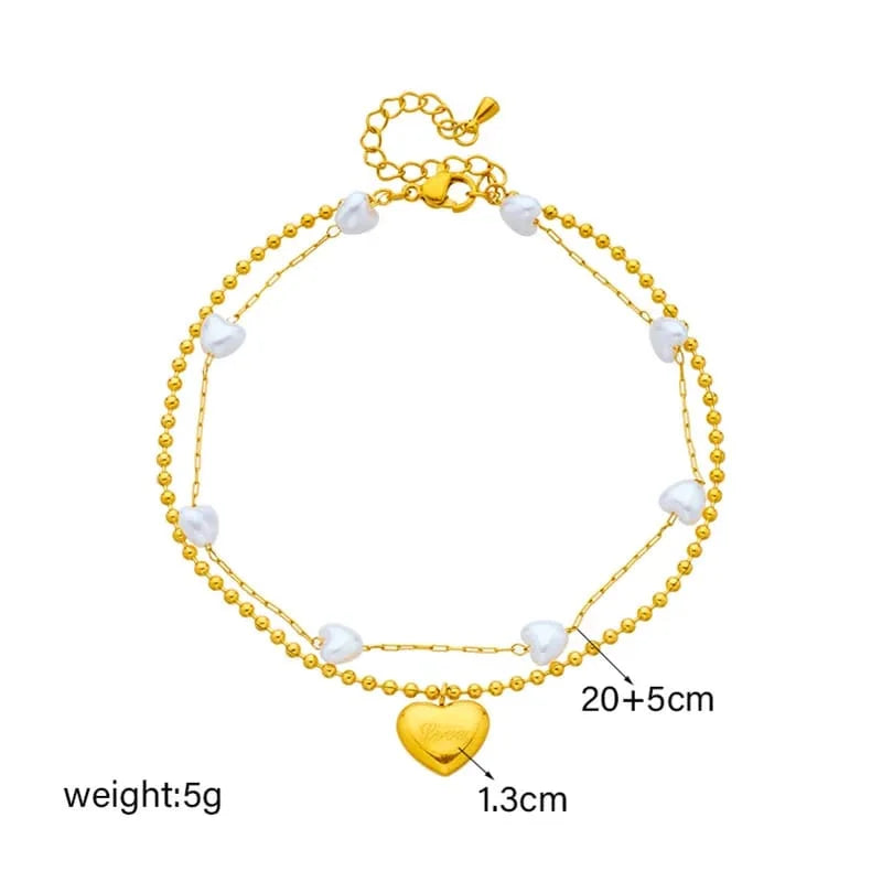 stainless steel toned double-strand titanium Ankle - Each