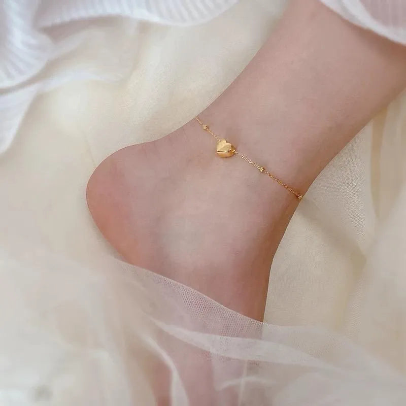 Stainless Steel Heart Bracelet plus Anklate