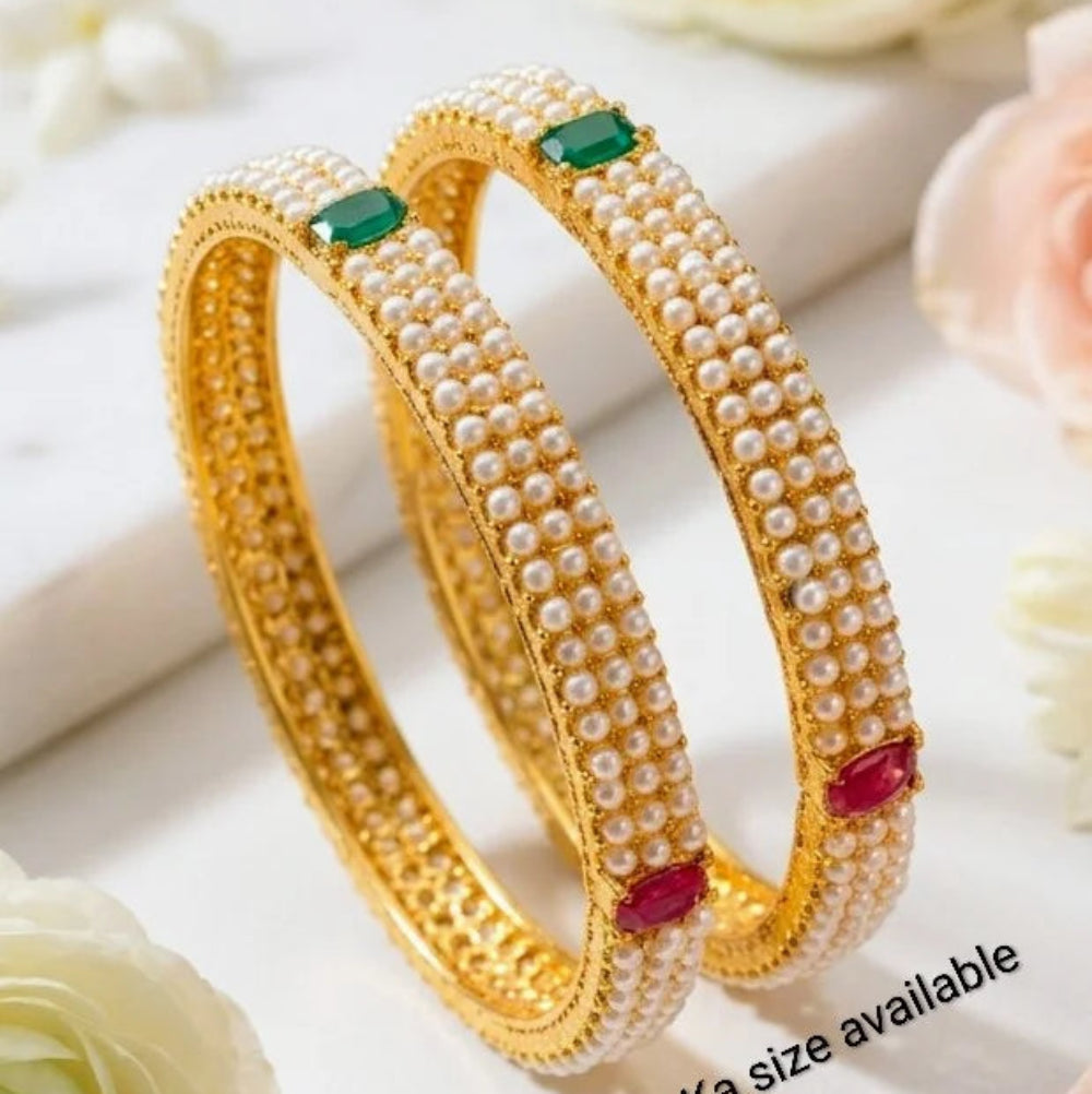 Finish Pearl & Square Stone Bangle for Women