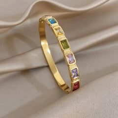 Stainless Steel  multi-color zirconia Bracelet