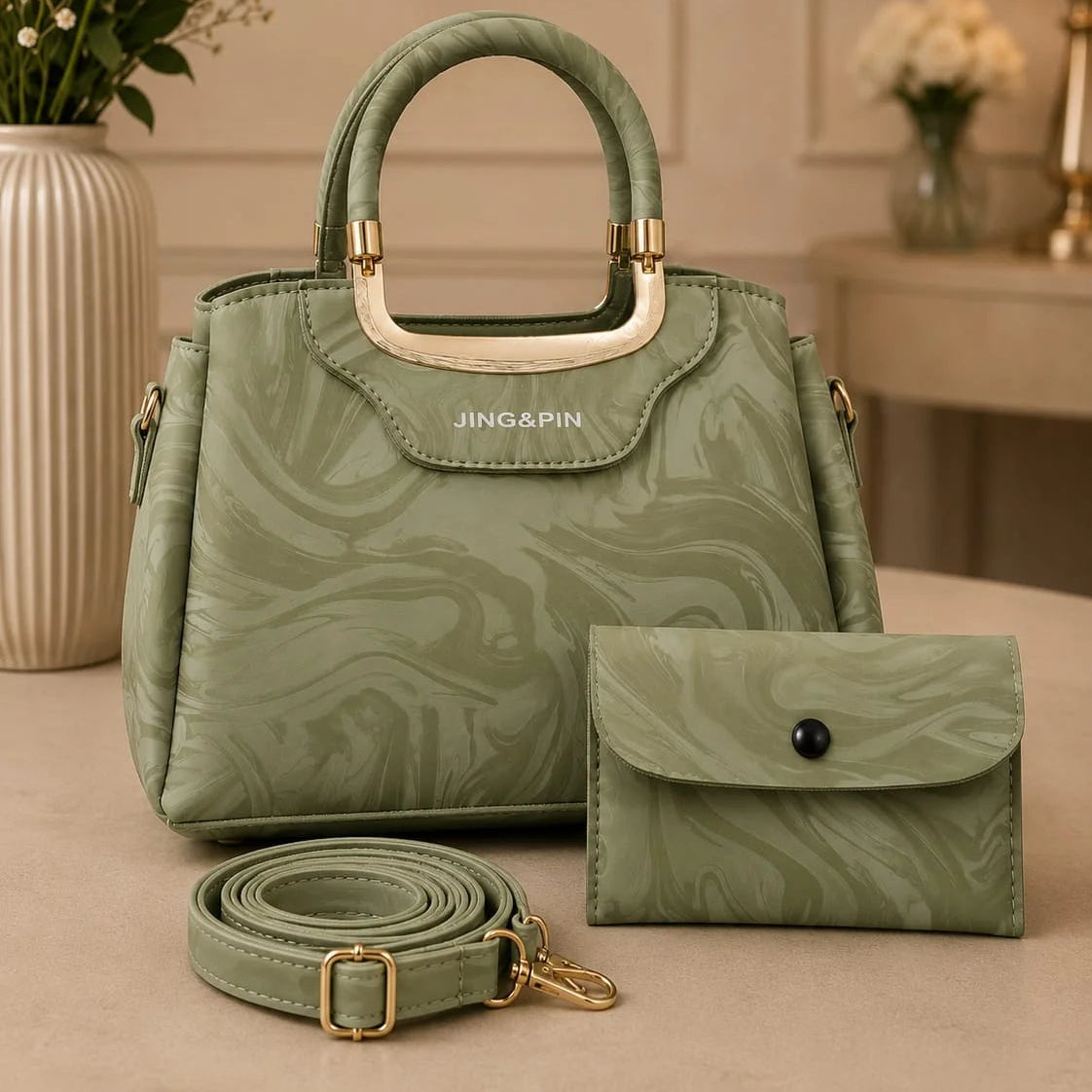 Jing & Pin marble-patterned handbag - Each