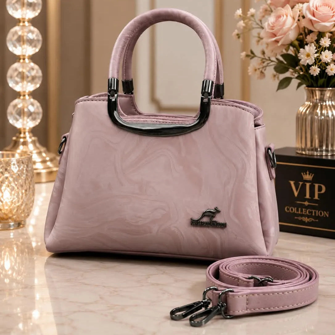 Kangaroo Kingdom Marble Print Top Handle Shoulder Bag with Strap