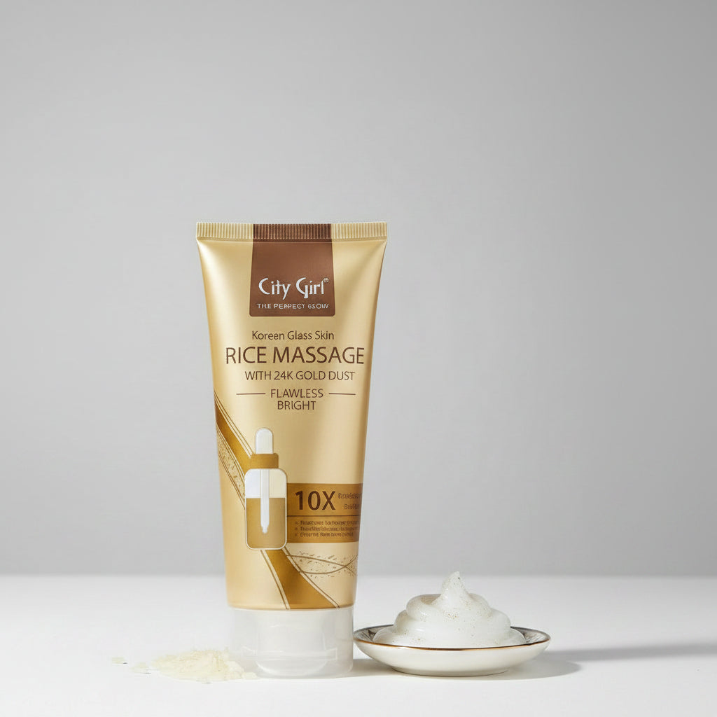 City Girl Korean Glass Skin Rice Massage Cream with 24K Gold Dust - 150ml