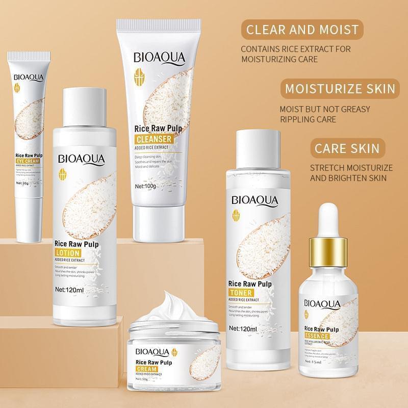 6 in 1 Bioaqua Rice Pulp Glow Moisturizing Skin Set