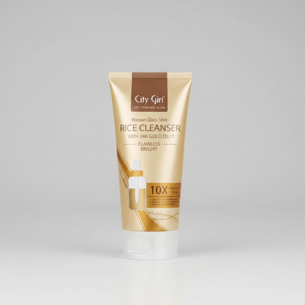 City Girl Korean Glass Skin Rice Cleanser with 24K Gold Dust - 150ml
