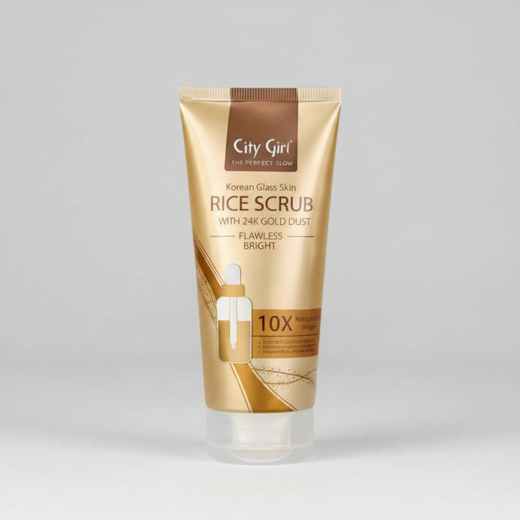 City Girl Korean Glass Skin Rice Scrub with 24K Gold Dust - 150ml