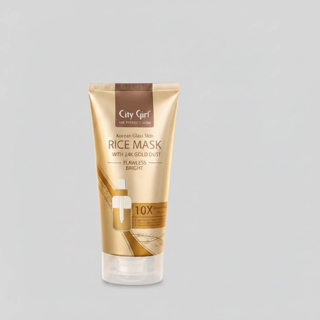 City Girl Glow Korean Glass Skin Rice Mask with 24K Gold Dust - 150ml