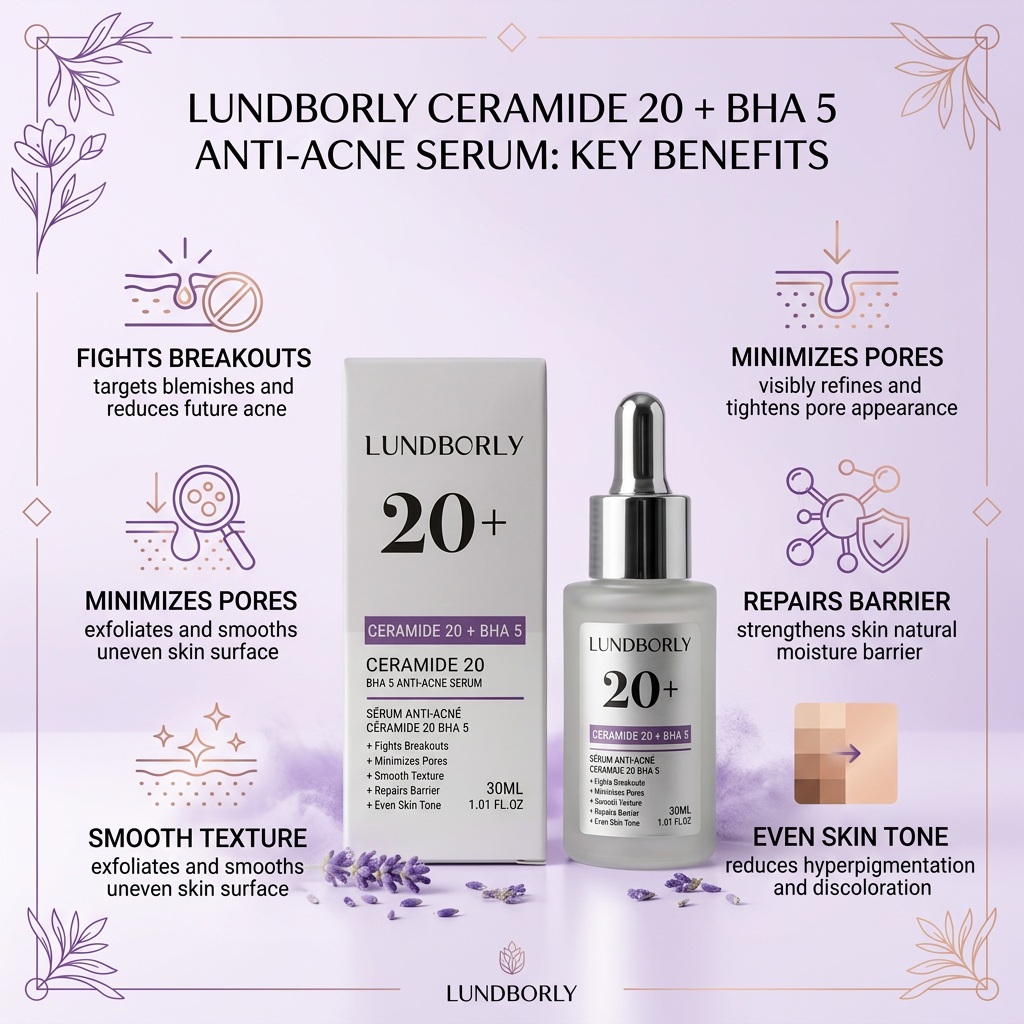 Lundborly Ceramide 20 + BHA 5 Anti-Acne Serum - 30ml