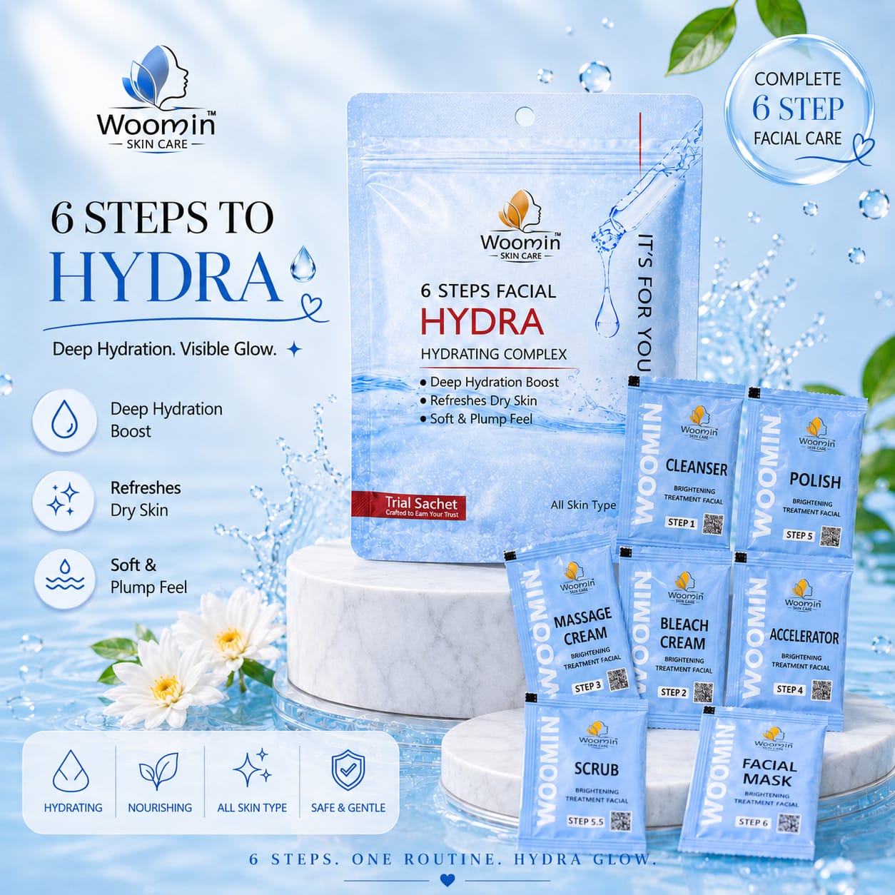 Woomin Skin Care 6 Steps Hydra Facial Kit