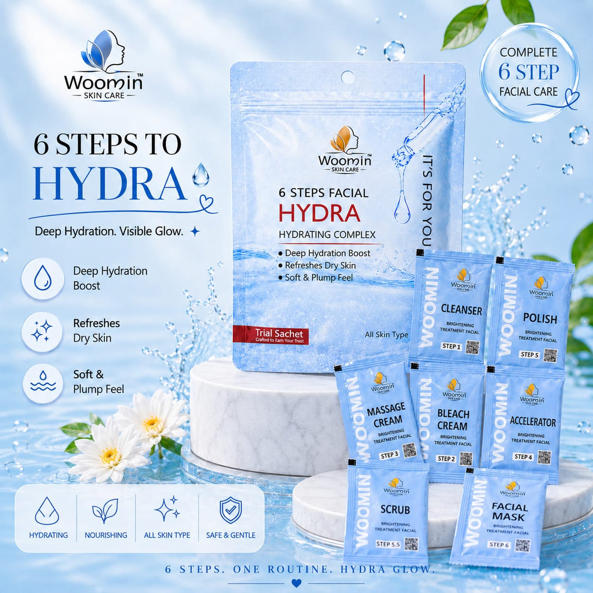 Woomin Skin Care 6 Steps Hydra Facial Kit