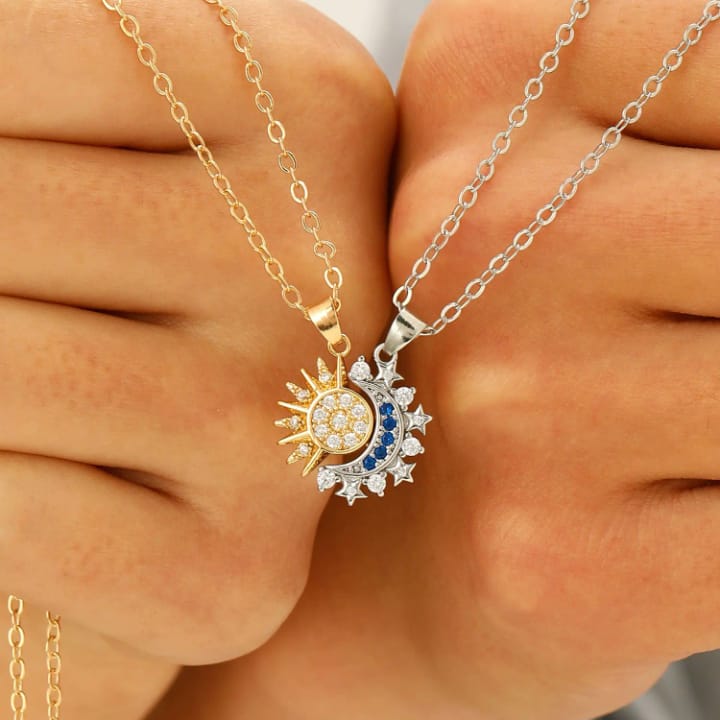 2 in 1 Moon and Sun Necklace