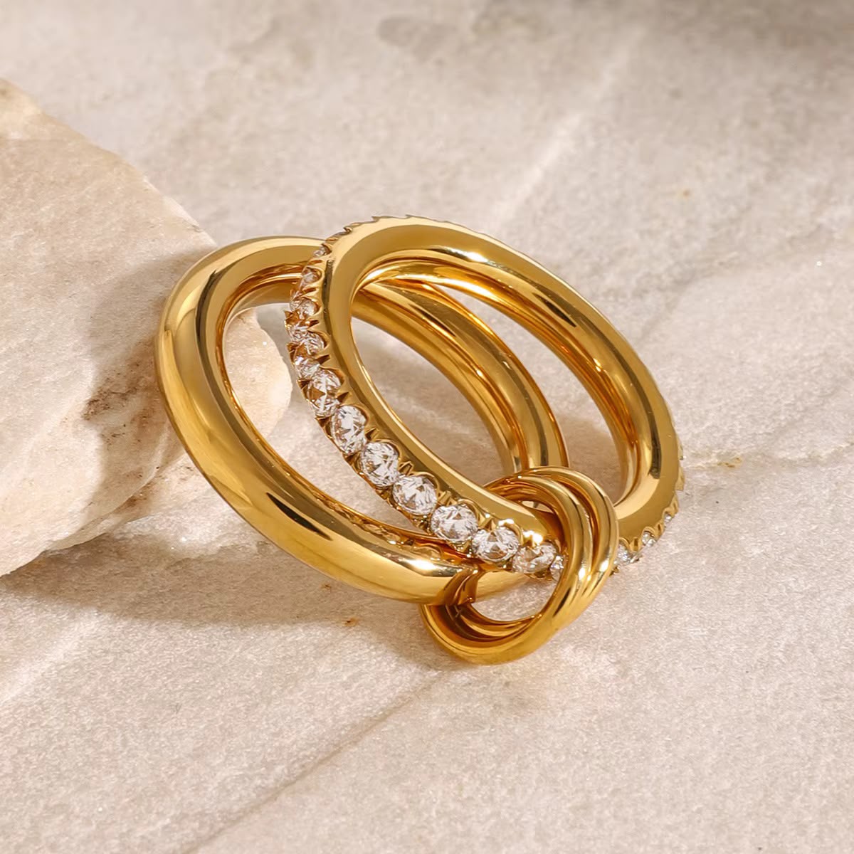 Stainless Steel  Luxury Double Layer Ring