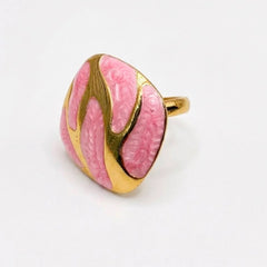 Gold Plated Enamel Abstract Statement Ring