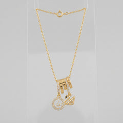  Gold Plated Multi Charm & Swan Pendant Chain Necklace