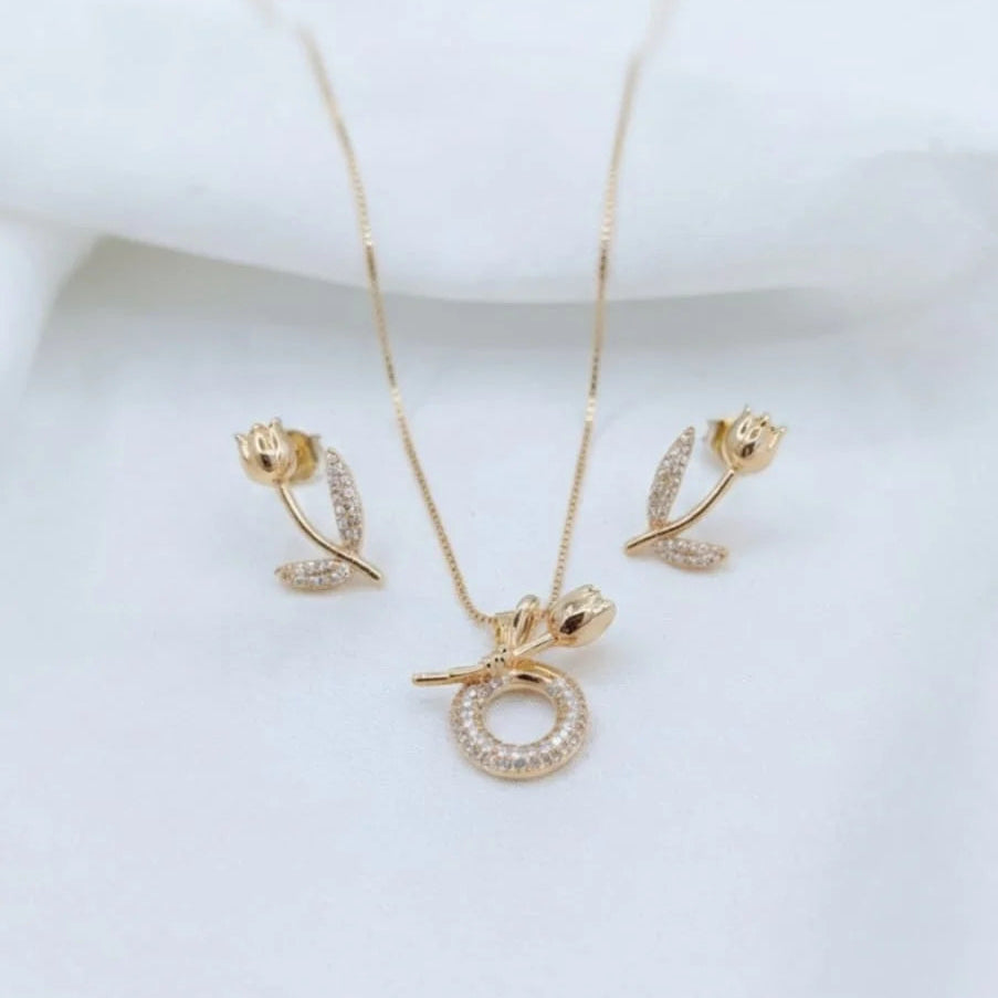 Gold Plated Tulip Flower Jewelry