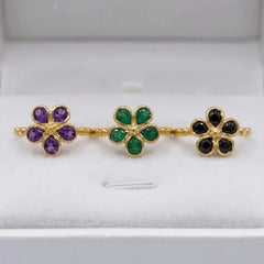 Gold Gemstone Flower Petal Ring