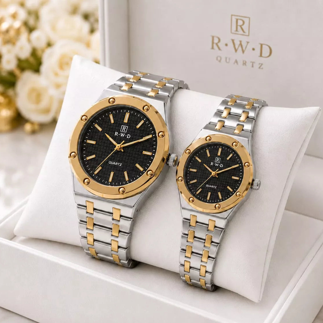 R•W•D Quartz Ladies and Gents Couple Watch Set - WITH NORMAL BOX