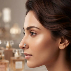 Stainless steel  double stone Nose Hoop Ring  - Each