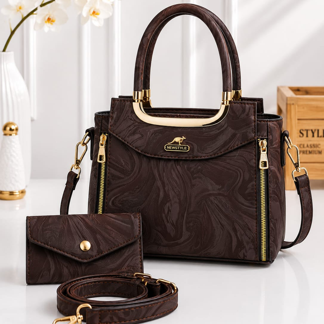Premium Women's Handbag Set - 2 Pcs Set - Handbag + Matching Wallet