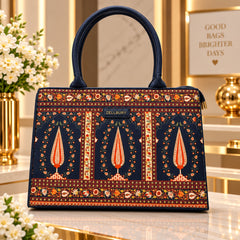 Zellbury Women's Navy Blue Traditional Printed Tote Bag