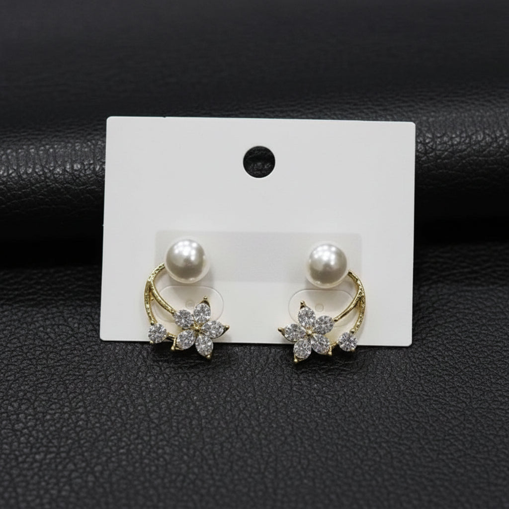 Pearl & crystal floral earrings