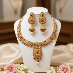 Heritage Floral Gold Jewelry Set - Matte Gold Finish - Each