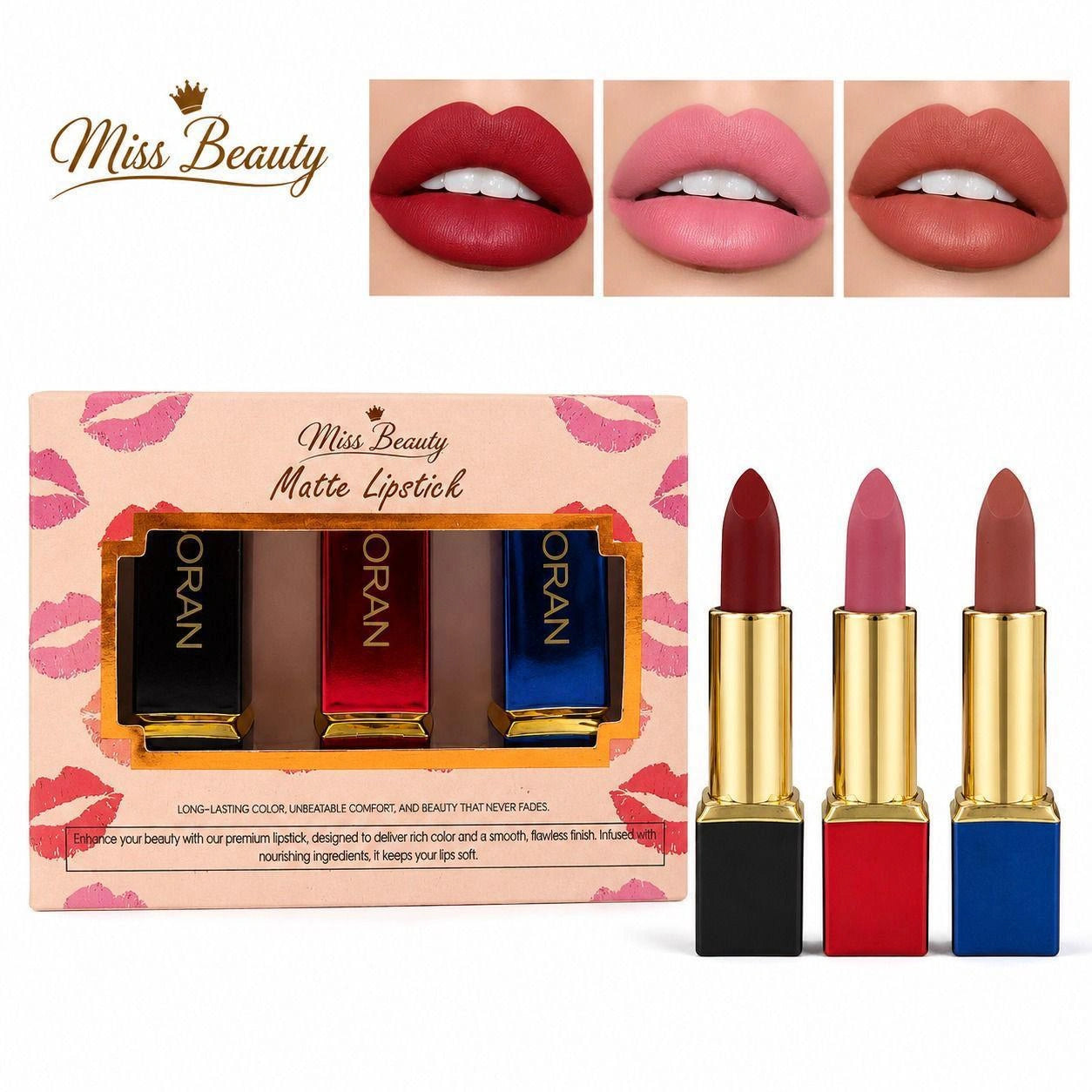 Miss Beauty Matte Lipstick Pack of 3