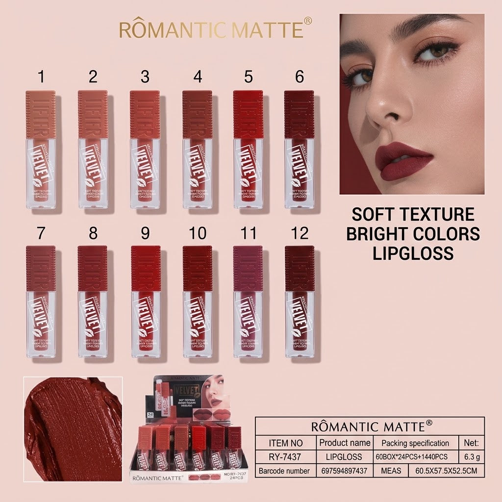 Romantic Matte Velvet Matte Lip Gloss