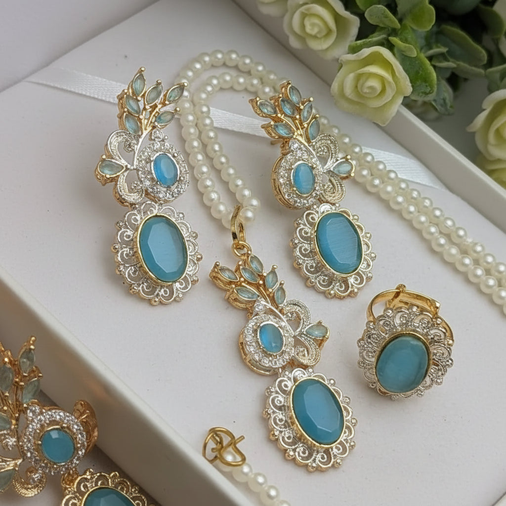 Zircon Combo Party Set – High Quality Oval Shape Jewellery