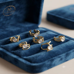 Stainless steel  Natural Stone Open Ring  - Each