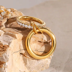 Stainless Steel  Luxury Double Layer Ring