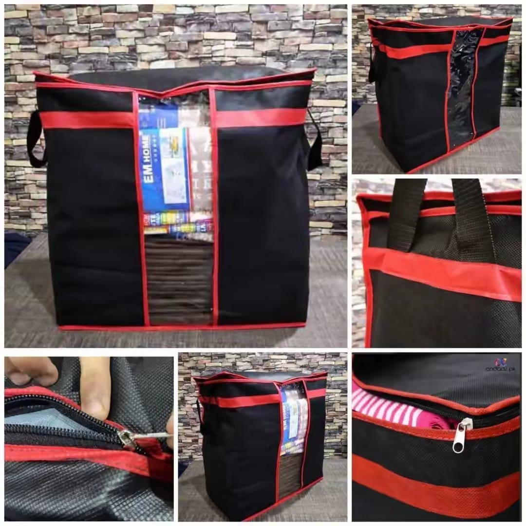 Heavy-Duty Black Fabric Storage Bag & Clothes Organizer