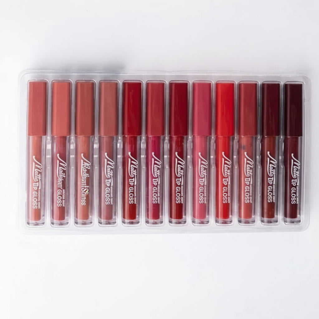 Romantic May Nude Matte Lip Gloss – 12 Piece Set