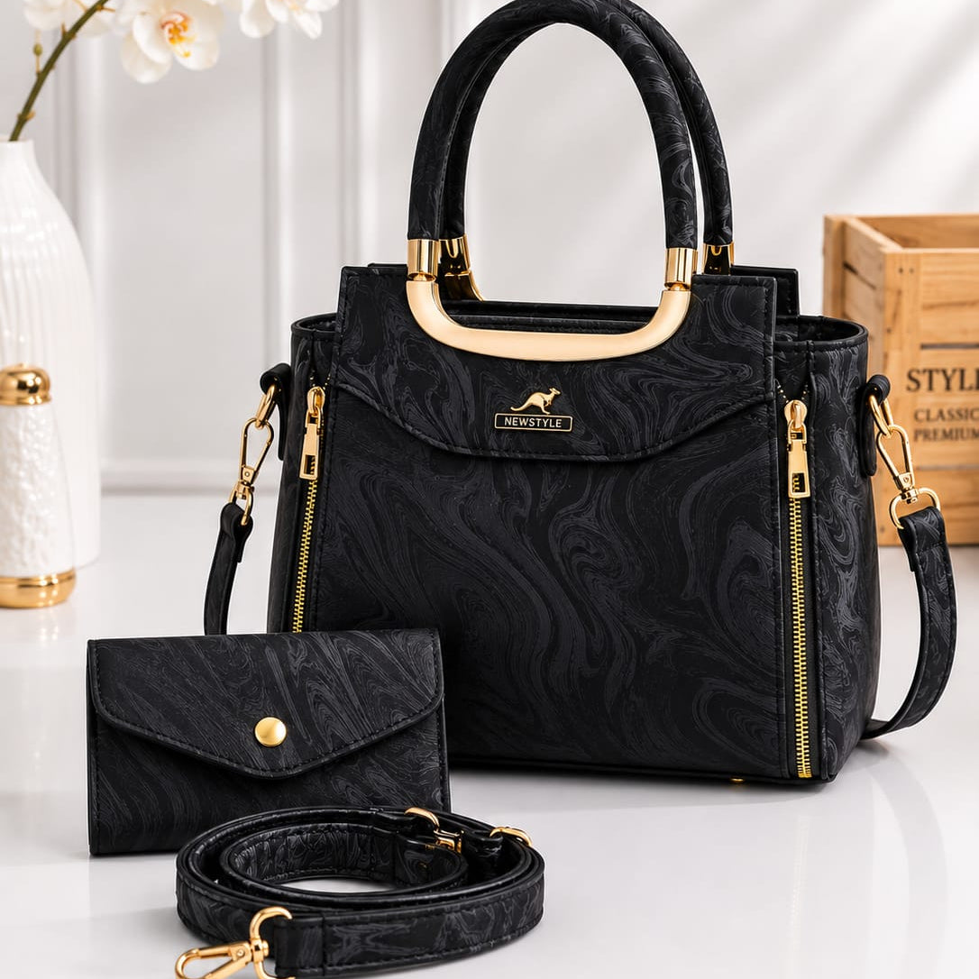Premium Women's Handbag Set - 2 Pcs Set - Handbag + Matching Wallet